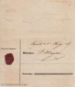 Baden - Rastatt roter L1 Begleitadresse zur Fahrpostsendung n. Mingolsheim 1857