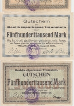 Bayern - Traunstein Inflation 12 versch. Notgeldscheine