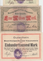 Bayern - Traunstein Inflation 12 versch. Notgeldscheine