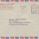 Hongkong - 1$ Georg VI. Luftpostbrief n. Schwenningen 1953