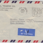 Hongkong - 1$ Georg VI. Luftpostbrief n. Pforzheim 1953