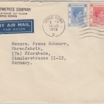 Hongkong - 80+30+20 C. Georg VI. Luftpostbrief n. Pforzheim 1953