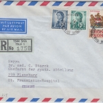 Hongkong - 1 $ Freimarke ua. Luftpost Einschreibebrief Tsim Sha - Flensburg 1971