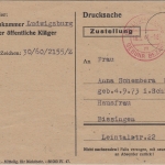 FZ/Württemberg Ludwigsburg 16.5.47 Gebühr bezahlt Tagesstempel Spruckkammerkarte