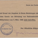FZ/Württemberg Ludwigsburg 16.5.47 Gebühr bezahlt Tagesstempel Spruckkammerkarte
