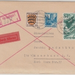 FZ/Württemberg - 84 Pfg. u.a. 1. Ausg. Eil-Einschreibebrief Reutlingen 18.3.48