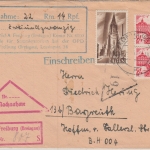 FZ/Baden - 1 M. u.a. 1.Ausg. Nachnahme Einschreibebrief Freiburg - Bayreuth 1948