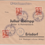 FZ/Württemberg - 3x2 Pfg. 2.Ausg. Drucksache SST Lindau - Erisdorf 24.9.48