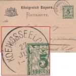 Bayern - Koenigssee i. Obb. 1891 Postablage-K1 Ganzsache n. Jena Weiterleitung