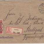 DR - 10 Pfg. Nothilfe u.a. Einschreibebrief Gauting - Stuttgart 1924