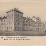 Bayern - München Kaserne schw. Reiter-Rgt. Prinz Carl v. Bayern sw-AK ca. 1900