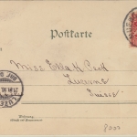 Bayern - München Münchner Kindl Bierkrug farb. Grußlitho gelaufen 1896