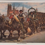 BRD - München Oktoberfest 1951 SST AK Brauereigespann n. ÖSTERREICH