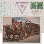 BRD - München Oktoberfest 1951 SST AK Brauereigespann n. ÖSTERREICH