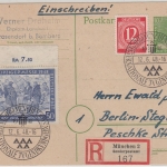 All.Bes./Kontrollrat - München 2. Int Jugendkundgebung SST Einschreibekarte 1948