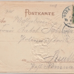 Bayern - München Blick v. Petersturm fabr. Passepartout-Präge-AK gelaufen 1901