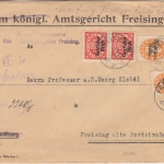 DR-Infla - 2x50 Pfg. By-Abschied/DR u.a. Zustellurkunde Ortsbrief Freising 1921