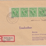 AM-Post - 5x5 Pfg + Gebühr bezahlt SKS-L1 Einschreibebrief Dorfen Markt 19.11.45