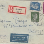 DR - Kraiburg 11.4.43 Luftpost-Einschreibebrief n. Frankreich Fremdarbeiter