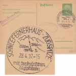 DR - Schneefernerhaus Zugspitze 28.4.37 Handwerbestempel 5 Pfg. Ganzsache