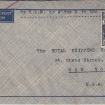 Niederl. Indien - 50 C. Wilhelmina Luftpostbrief n. USA Batavia - New York 1938