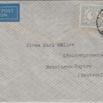 Niederl. Indien - 40 C. Wilhelmina u.a. Luftpostbrief Banddoeng - Memmingen 1933