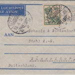 Niederl. Indien - 40 C. Wilhelmina u.a. Luftpostbrief Soerabaja Düsseldorf 1932