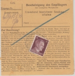 DR - 3x15 Pfg. AH Paketkarte Geltendorf - Weitnau 1944 Nachporto