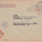 All.Bes. - Fürstenfeldbruck 13.2.46 Ra1 Gebühr bezahlt Einschreibebrief n. FFM