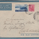 Ital. Eritrea - 1 L. Flugpostmarke u.a. Luftpostbrief n. Civitaveccia 1940