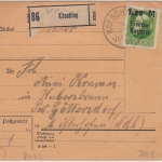 Bayern - 1,25/1 M. Ludwig/Freistaat Paketkarte Kösching - Göttersdorf 26.4.20