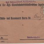 Bayern - 5 Pfg. Wappen/E Orts-Dienstbrief Bahnmeisterei Reichertshofen 1911