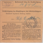Bayern - 80 Pfg. Ludwig u.a. Einschreibe-Paketkarte Pförring - Kitzingen 1919