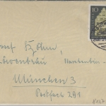 BRD - Bahnpost München Kochel Zug 01421 Brief Staltach - München 1957
