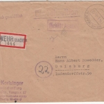 All.Bes. - Wehr (Baden) 1946, Gebühr bezahlt Ra1 a. Einschreibebrief n. Dusiburg