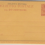Ital. Eritrea - 20 C. Victor Emanuel Ganzsache Kartenbrief ungebraucht