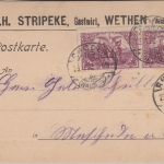 DR - 2x2,50 M. Nord/Süd u.a. Firmenkarte Wethen 1922