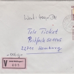 BRD - 2x500 Pfg. SWK Wertbrief Wolfhagen - hamburg 1995