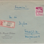 Bizone - 80 Pfg. Bauten Einschreibebrief Marburg (Lahn) 2 - FFM 1951