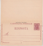 Ital. Eritrea - 7 1/2+7 1/2 C. Umberto Ganzsache Doppelkarte ungebraucht