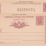 Ital. Eritrea - 7 1/2+7 1/2 C. Umberto Ganzsache Doppelkarte ungebraucht
