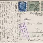 Italien/Ägäis - 2x25 C. + ital. 1,25 L. Mischfrankatur Luftpostkarte Rhodos 1936