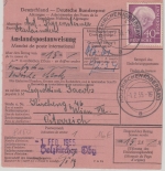 BRD - 40 Pfg. Heuss Postanweisung n. ÖSTERREICH Holzkirchen - Wien 1955
