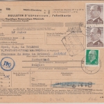 DDR - 2x2 MDM Ulbricht u.a. Paketkarte n. BELGIEN Böhlitz-Ehrenberg 1966