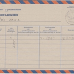 BRD - Stockheim (Oberfr) 1991 Datapost-Ladezettel für Sendungen nach Kronach
