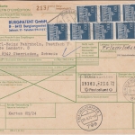 BRD - 20x100 Pfg. Brandenburger Tor u.a. Paketkarte i.d. SCHWEIZ Burglengenfeld