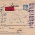 BRD - 4x2+1 M. Bauwerke Eilboten-Paketkarte n. BELGIEN Piding - Antwerpen 1969