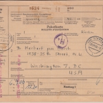 BRD - Starnberg 1958 12,20 M. Registrierkassen-Stpl. Paketkarte n Washington USA