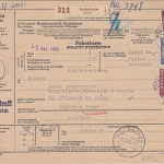 BRD - 3+2 M.+25 Pfg. Heuss Paketkarte n. BELGIEN Weikersheim - Namur 1955