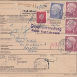 BRD - 3x3+2 M.+20 Pfg. Heuss Paketkarte n. BELGIEN Geisenheim - Brüssel 1961